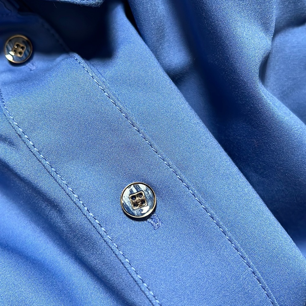 NWT Carlisle women's long sleeve button front blue blouse jacket Size 14 - Picture 11 of 13